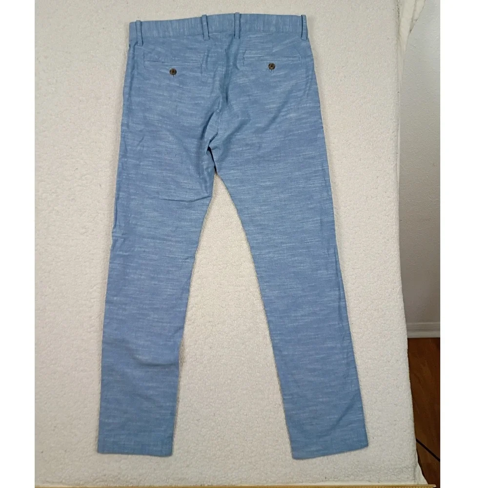 J. Crew Pants Slim Men 33x32 Blue Flex Cotton Stretch Chino Slub Casual Trousers